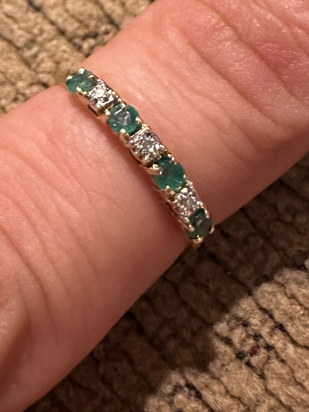 Diamond And Emerald 10kt yellow Gold Ring Size 5 1/2 Anniversary Band - Picture 13 of 14